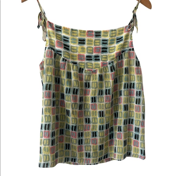 Anna Sui for Anthropologie Mile Marker Printed Silk Tank Size 4 - Picture 3 of 8